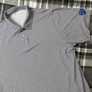 B Draddy Sport Golf Polo Shirt Mens XL Blue White Geometric SSCC Patch